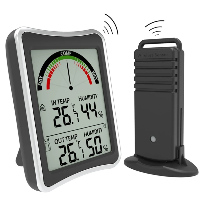 

50meter 164ft Wireless Weather Station Indoor Outdoor Max Min Thermometer Hygrometer with Forecast Sensor Transmitter