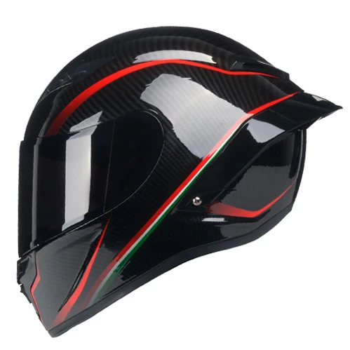 Glossy.Black Карбоновая печать мотоциклетный шлем полное лицо точка Fmvss No.218certified Capacete Moto Cascos Para Moto Devil Horns Racing - Цвет: Glossy.Black
