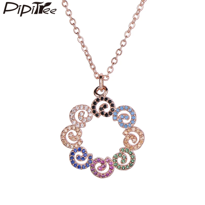 Pipitree популярное ожерелье с кулоном из кубического циркония и цветком