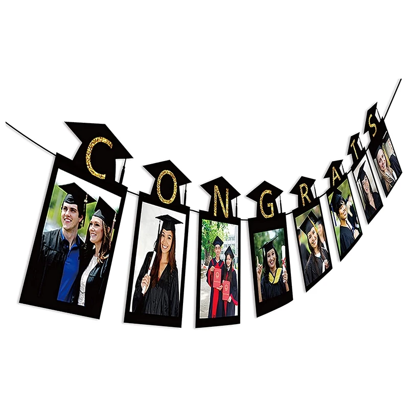 

Graduation Photo Banner Party Supplies - Congrats Grad Garland Decorations 2PCS