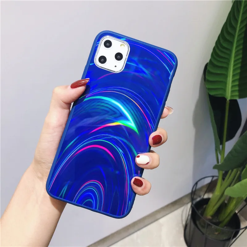 11 3D Алмазная Призма Голографический лазерный чехол для iPhone 6 6s 7 8 Plus Xs Max XR X 11 11Pro Max глянцевый Кристальный чехол с мягкими краями Funda - Цвет: 11