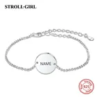 Новый 925 стерлингового серебра персонализированные пользовательские круг ручной работы Лидер продаж Нержавеющая сталь Круглый браслет цепь с гравировкой имени браслет для женщины, сделай сам, ювелирное изделие