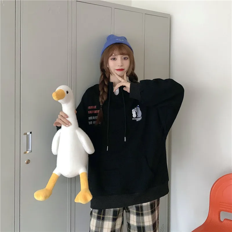 

XZ2991 женский 2021 Свободный корейский стиль bf lazy wind plus бархатный толстый жареный уличный свитшот с солью