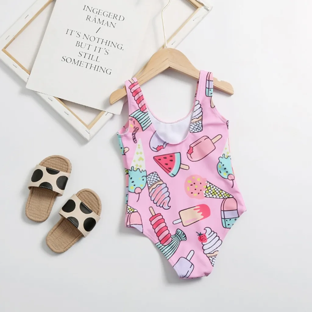 Купальник для девочек с принтом фруктов цельный летний купальный костюм