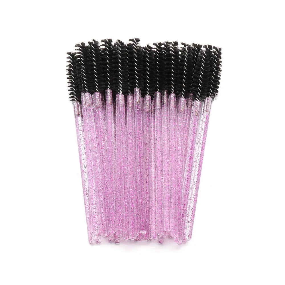 light purple 50 шт./лот, одноразовые нейлоновые палочки для туши, синие ручки, кисти для ресниц, кисти для макияжа, инструменты для наращивания ресниц - Handle Color: light purple