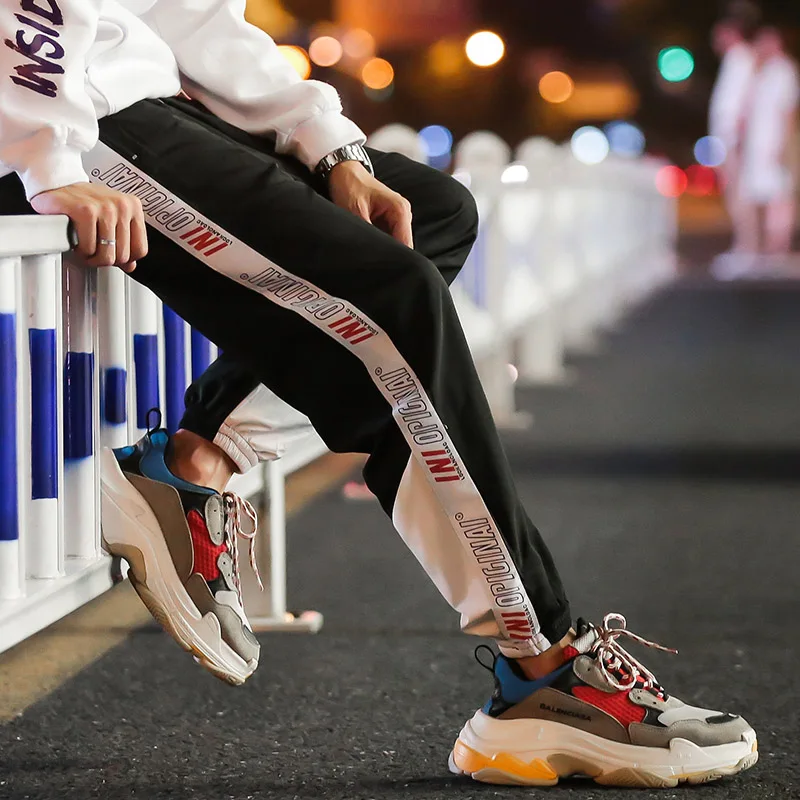 SingleRoad мужские шаровары Хип хоп Японская уличная одежда брюки карго в полоску