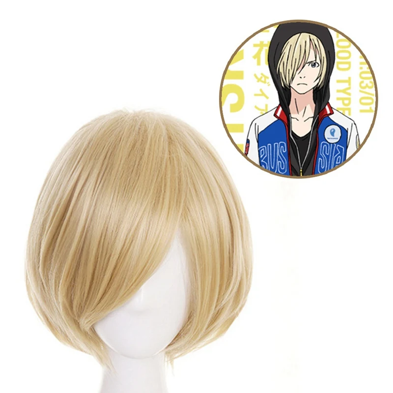 Аниме Юри! На льду Юрий плисецкий юрио короткие блонд термостойкие косплей
