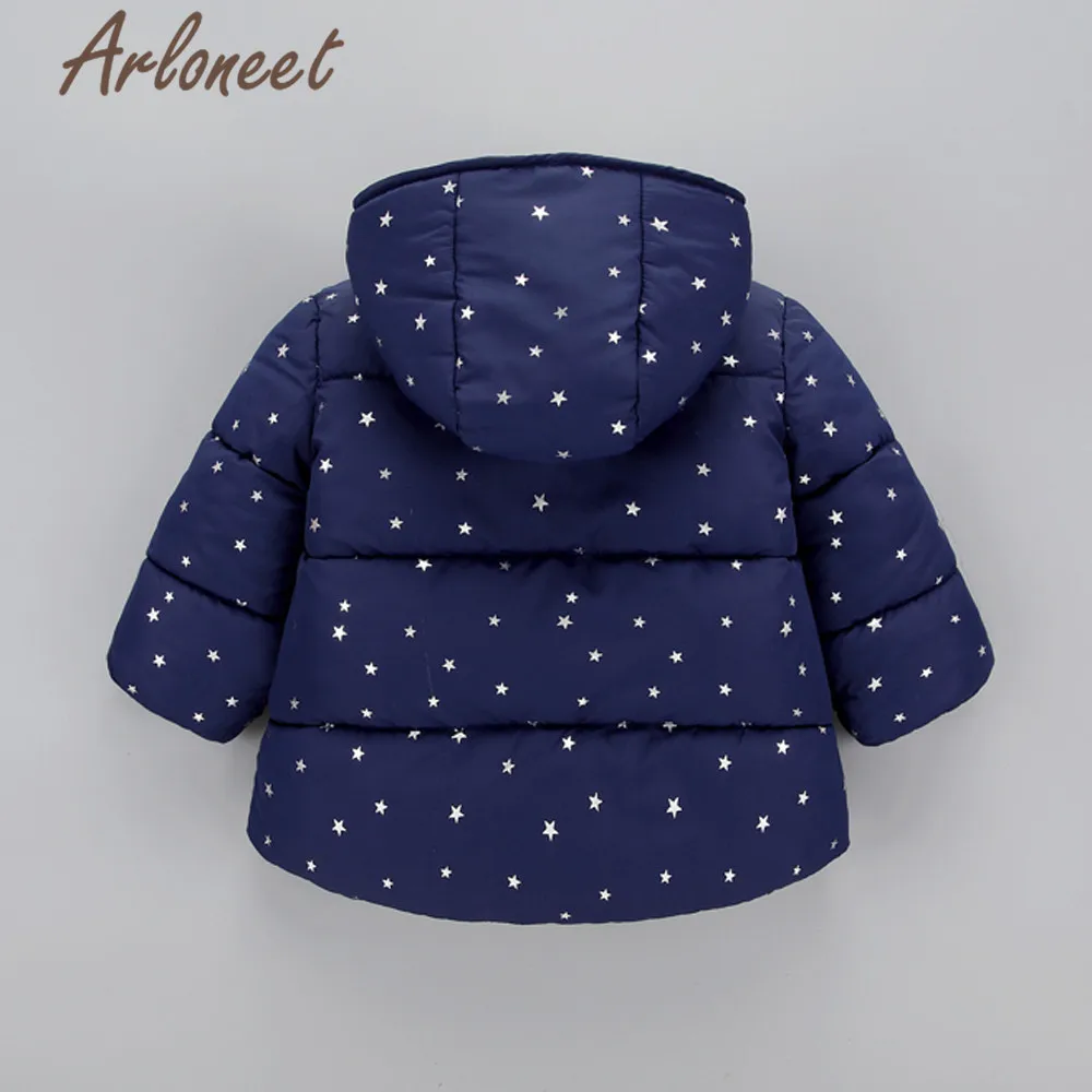 ARLONEET/пальто с героями мультфильмов; зимнее плотное пальто для новорожденных девочек; Верхняя одежда с капюшоном и принтом со звездой; коллекция года; Детское пальто; ветрозащитная верхняя одежда для девочек