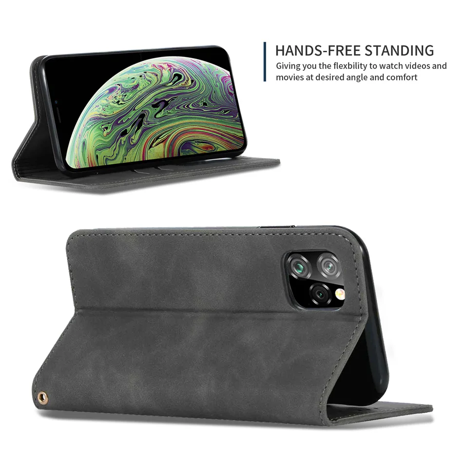 

Luxury Touch-Sensitive Flip Case For iPhone 11 Pro Max Business Leather Case IPHONE 11 pro Retro Wallet Cover TPU Book
