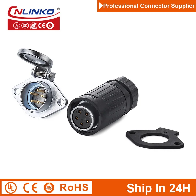 

Cnlinko YA20 Industrial 5Pin Waterproof M20 Circular Signal Power Connector Plug Socket Adapter for New Energy Solar PV Radio