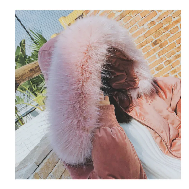 

Winter new style Korean mid-length big fur collar down padded jacket cotton-padded jacket gold velvet padded jacket women