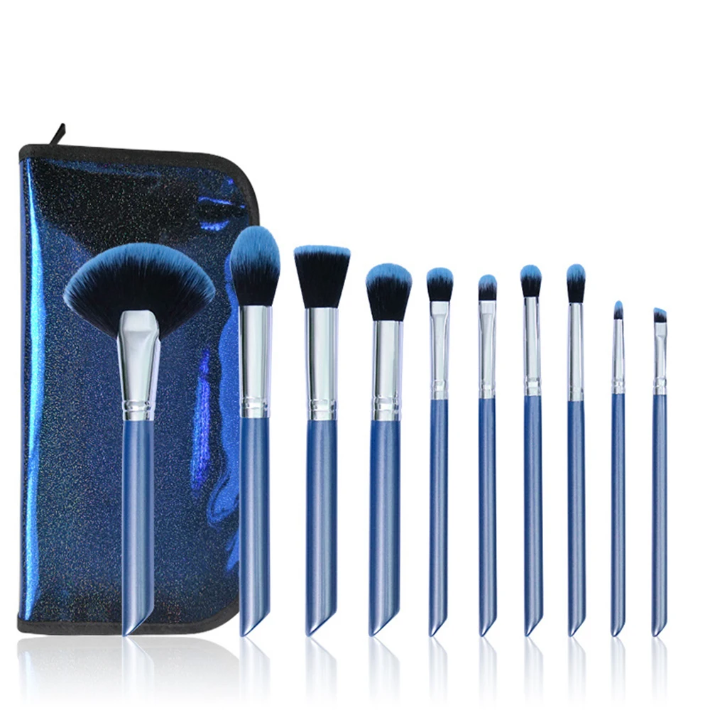 

Makeup Brush The Sky Blue 10pcs Super Soft Fiber Makeup Brushes Set High Quality Face Eye Cosmetic Pens Synthetic Hair