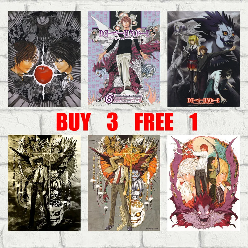 

Japanese Anime Death Note Antique Kraft Paper Poster Bar Office Coffee Shop Home Art Wall Stickers