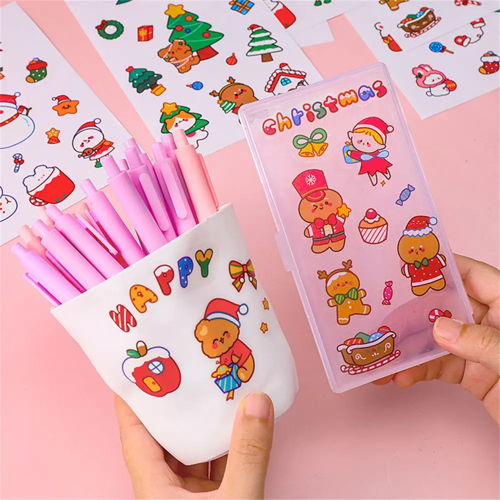 

Kawaii Christmas Cartoon Stickers Hand Account Decals Animal Self Adhesive Waterproof DIY Stationery Decoration Accessories