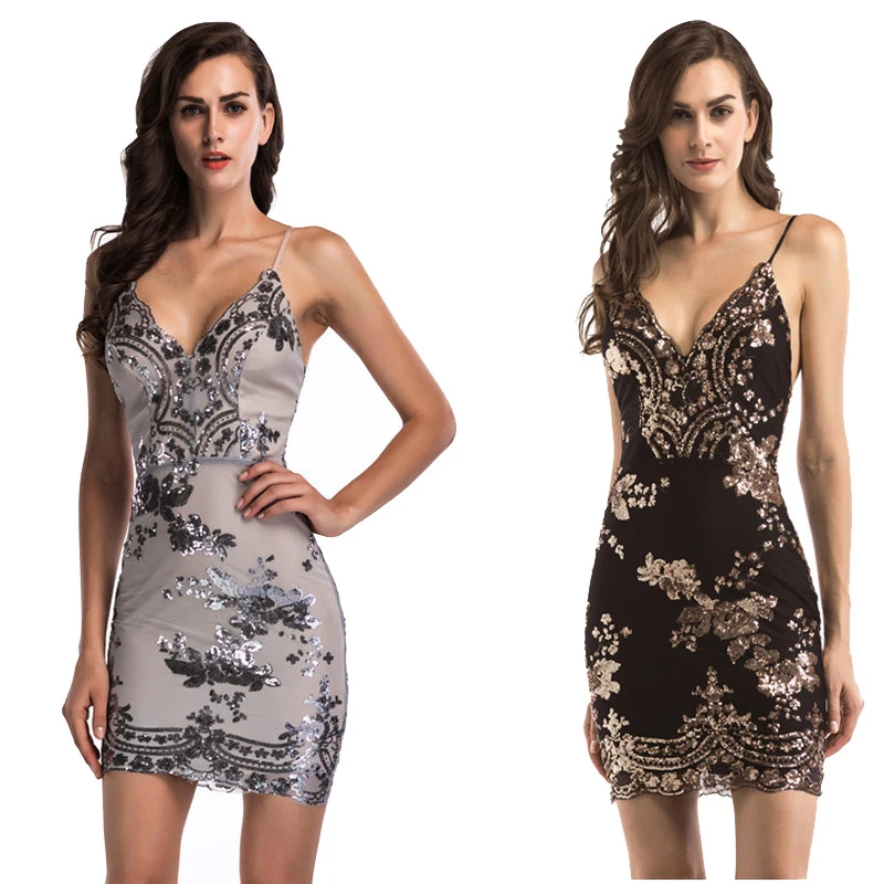 

Sexy Sequins Strpless Dress V Neck Sleeveless Slim Backless Dresses Women 21 Summer White Purple Black Fashion Feminina LD1759