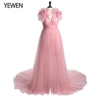 Платье для беременных с двойным V-образным вырезом, длинное платье для фотосессии, с оборками на плечах, Макси-платье для фотосъемки, платье для будущей мамы YEWEN