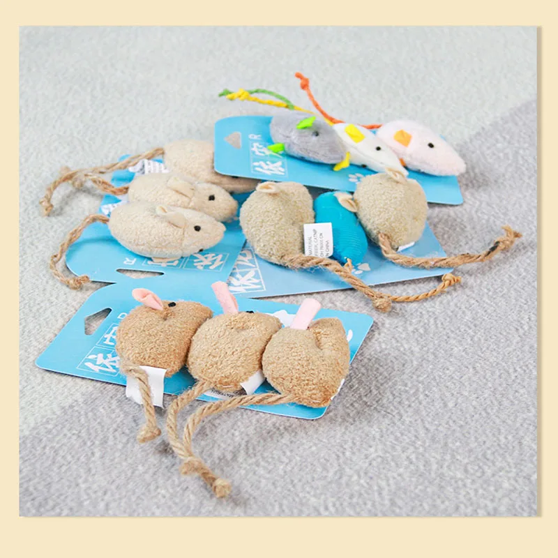 3 шт./лот милые и маленькие игрушки для кошек имитация плюшевой мыши игрушка