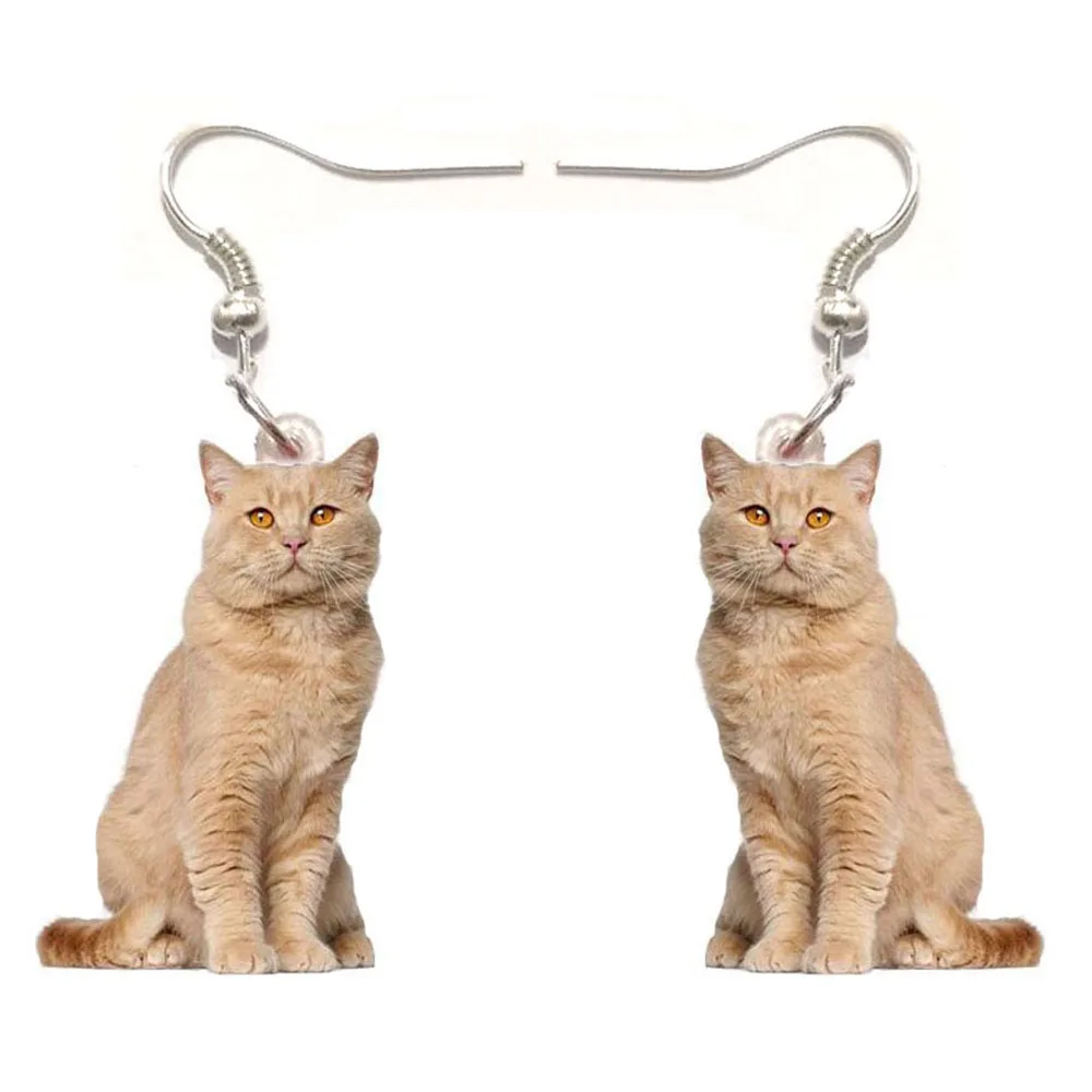 1 пара Британская короткошерстная кошка акриловая желтая серьги женские