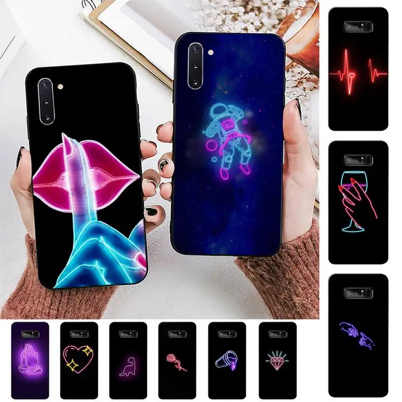

FHNBLJ Neon illustration Phone Case for Samsung Note 3 4 5 7 8 9 10 20 pro lite ultra for Oppo A9 2020