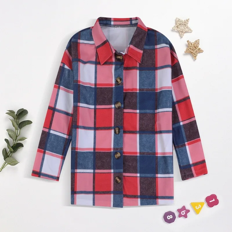 

NEW 2021 Fashion Women Long Sleeve Plaid Shirt Coats Top Spring Autumn Casual Lapel Cardigan Jackets Outerwear