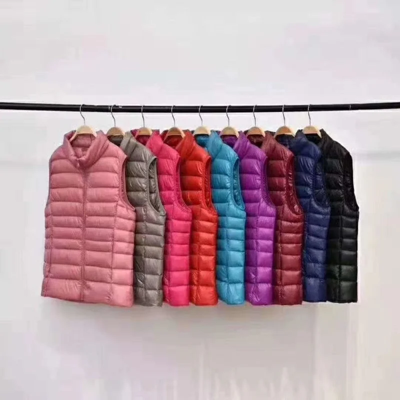 

Women Sleeveless Women's Ultra Light Cotton Vest Slim Jacket Gilet Lightweight Windproof Warm Waistcoat Chalecos Para Mujer Y358