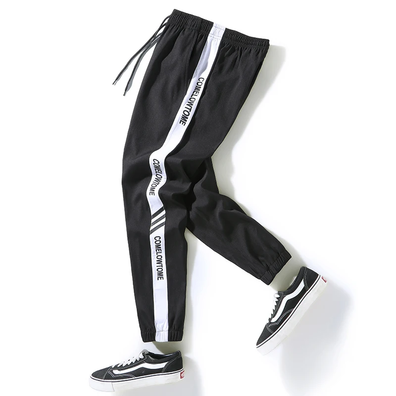 

RIINR 2021 Spring/Summer Casual Pants Men's Loose Color Blocking Pants Sports Elastic Band Ankle-Length Pants Men L-4XL