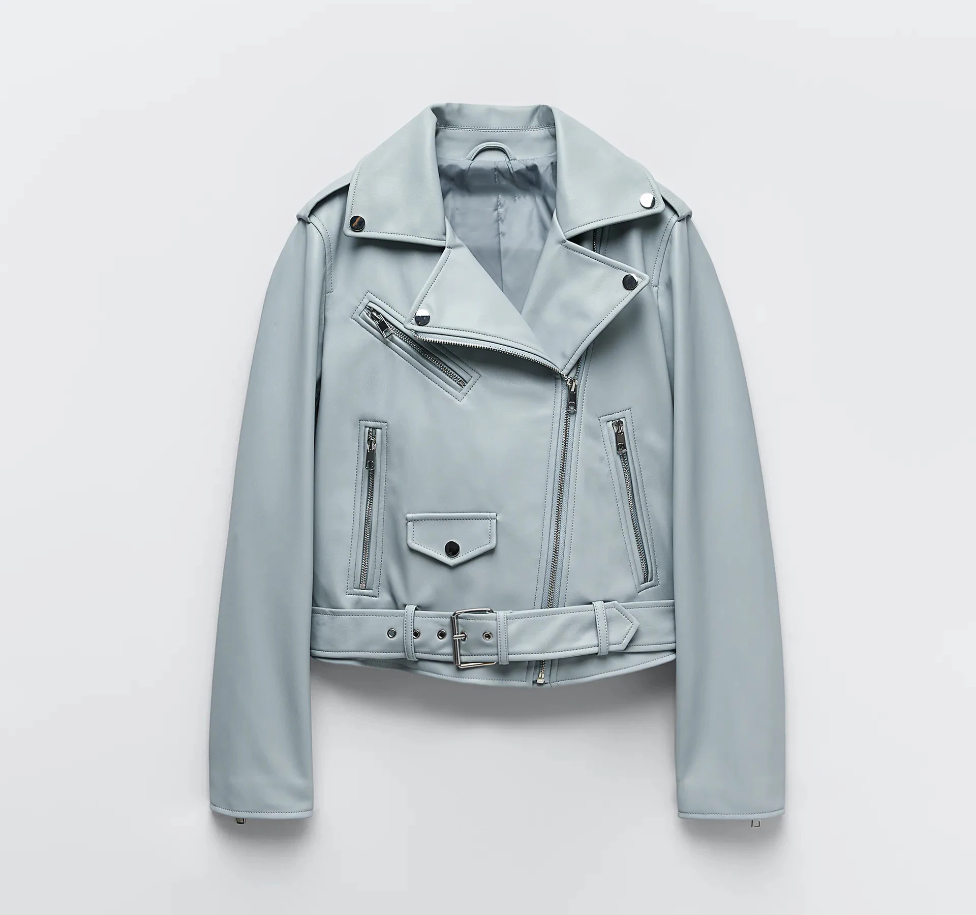 

detachable epaulet motorcycle jacket leather jacket Spring and Autumn 2021 belt