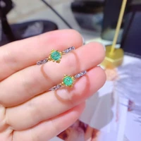 4mm round natural emerald ring for engagement 100 natural emerald silver ring 925 silver emerald jewelry gift for girl