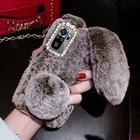 Милый пушистый чехол с кроличьими ушами для Xiaomi Redmi Note 10 Pro, чехол для телефона, силиконовая задняя крышка, плюшевые меховые домики на сумке для Xiaomi Redmi Note 10S