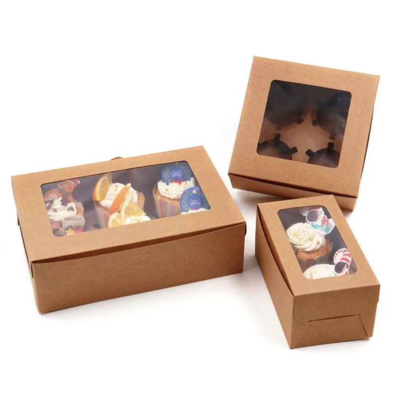 

10PCS 2/4/6 Holes Kraft Paper Cupcake Packing Box Muffin Wedding Party Case Holder Box STTA889