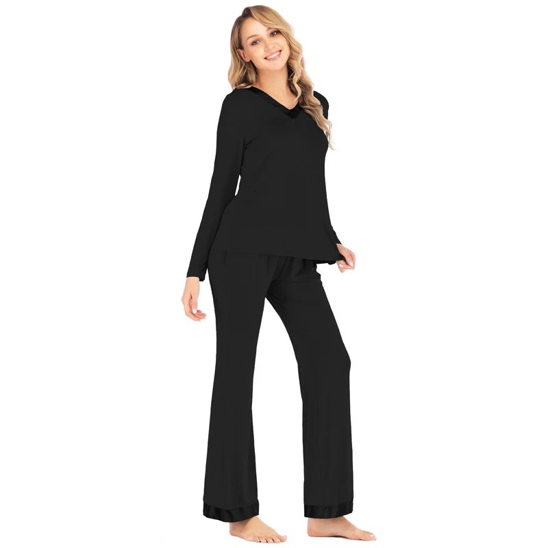 Пижамы для девочек домашняя одежда женские черные пижамы комплекты Милая Ночная