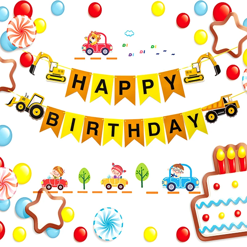 1 комплект фермы баннер на день рождения с Вымпел Vehicle тема Мальчики вечерние