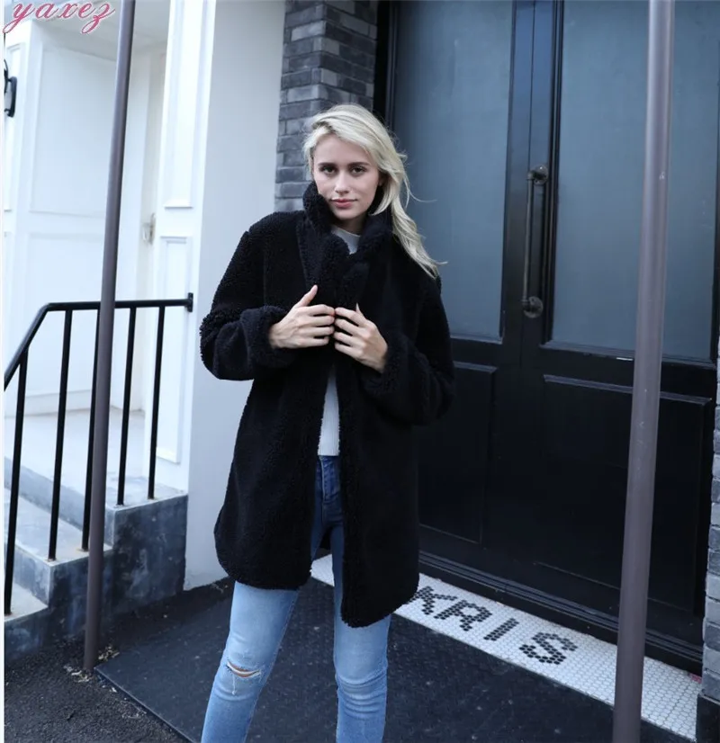 

Fashion Long Artificial Fur Coat Fleece Casual Plush Faux Fur Jacket Women Winter Plus Size Teddy Bear Fluffy Coats
