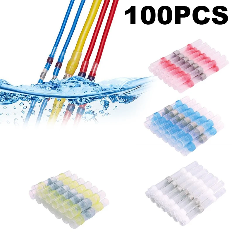 

100PCS Heat Shrink Soldering Sleeve Terminals Insulated Waterproof Butt Connectors Kit Electrical Wire Soldered Terminals