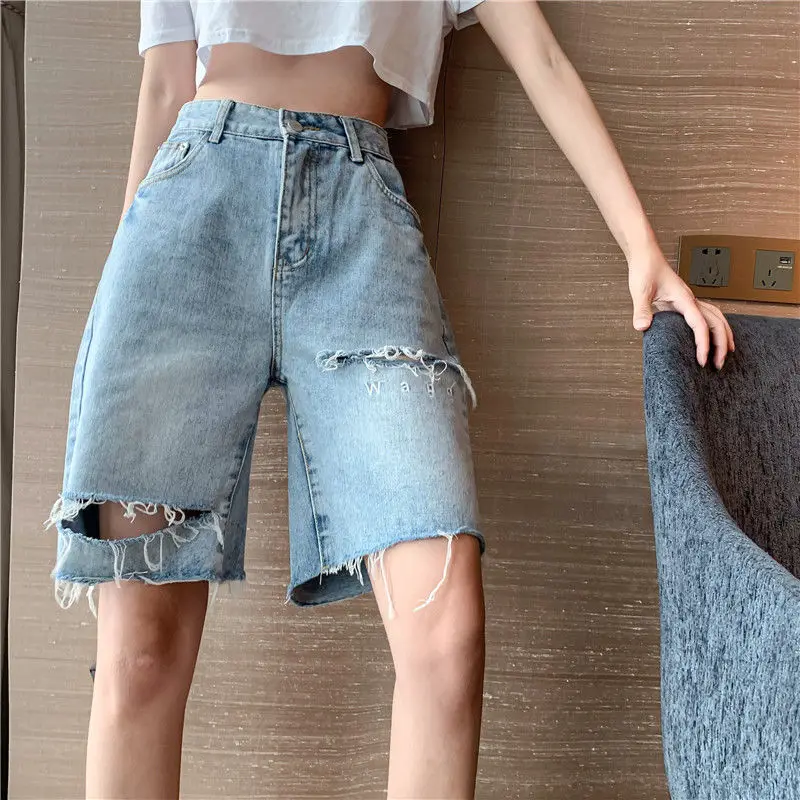 

Women's summer new high waist thin beggar's Capris net red loose wide leg pants