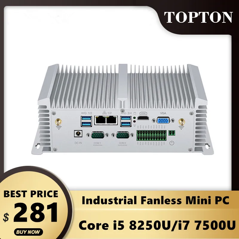 Topton промышленный мини настольный компьютер i7 8550U i5 8250U четырехъядерный 2 * DDR4 COM