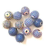10pcslot 12mm blue disco ball spacer beads for women bracelet making crystal zirconia paved gold plated brass jewelry accessory