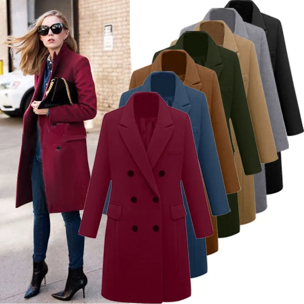 

2021 Autumn Winter New Mid-Length Plus Size Woolen Womens Coat Double-breasted Woolen Coat Donsignet