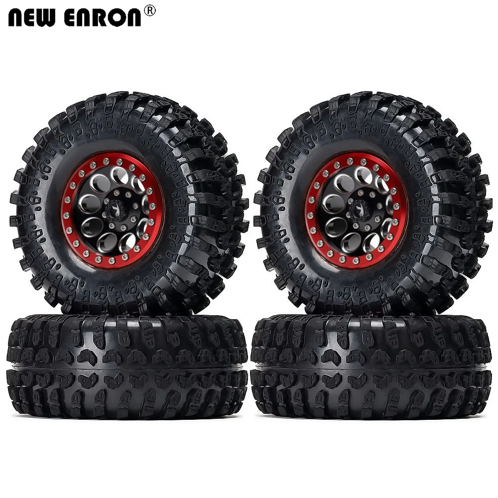

NEW ENRON Red Alloy 2.2" Beadlock Wheels Rim & Rubber Tires for RC Car Axial 1/10 SCX10 II 90046 Wraith YETI 90026 Traxxas TRX-4