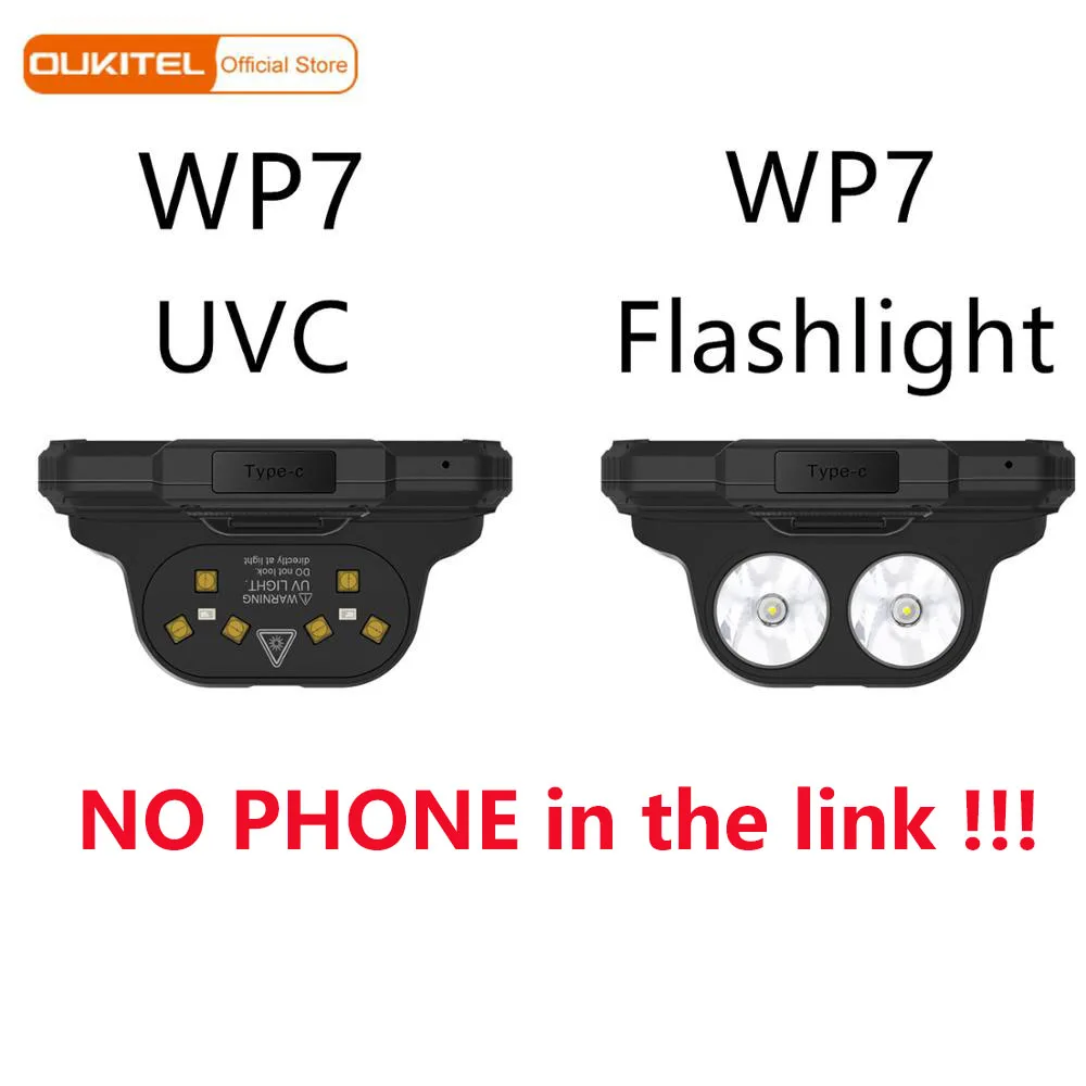 OUKITEL WP7 8GB 128GB 8000mAh 6.53'' Infrared Night Vision Rugged Mobile Phone Accessories UVC Flashlight | Мобильные