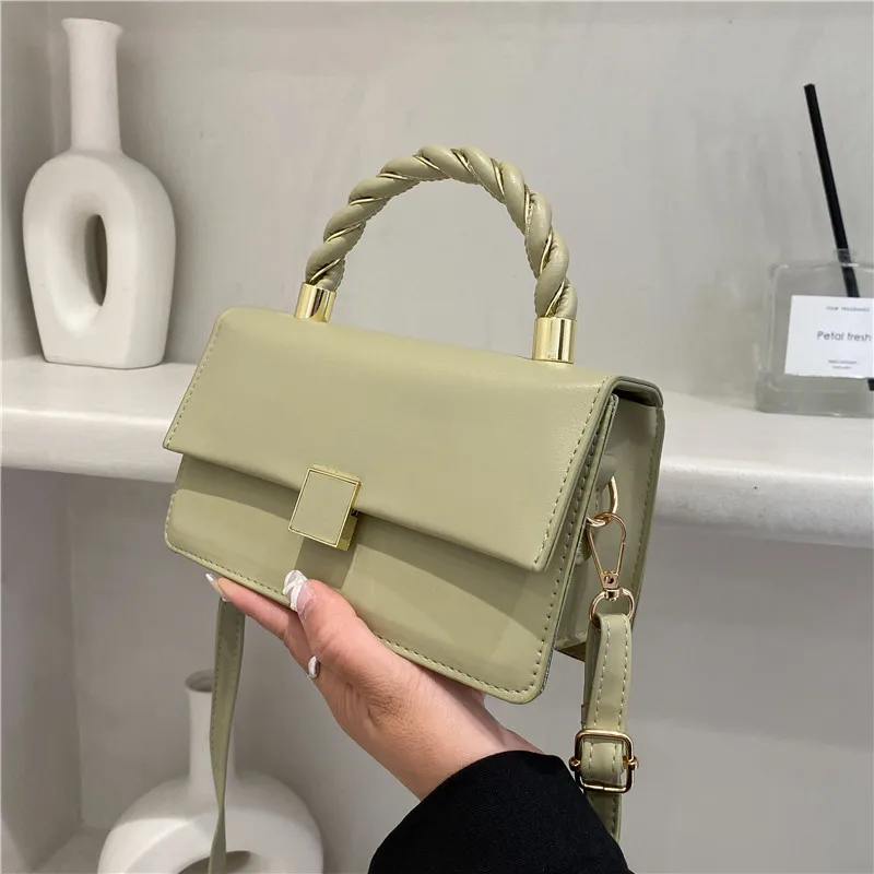 

Ladies Fashion Solid Color Magnetic Buckle Dating Shoulder Handbag Casual Detachable Shoulder Strap Shopping Messenger Bag