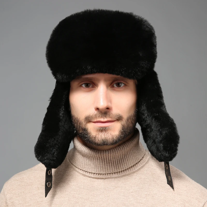 Зимние мужские шапки-бомберы из настоящей овчины | Аксессуары для одежды