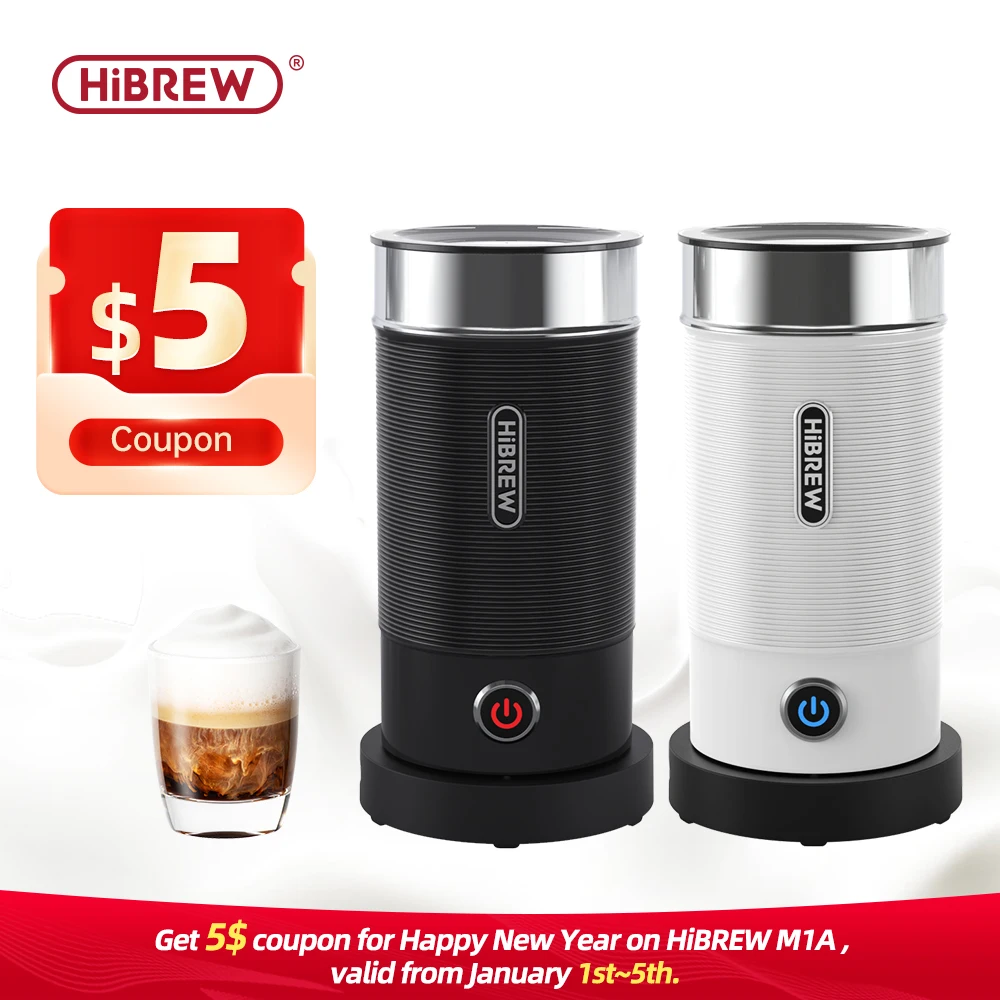 

HiBREW Milk Frother Frothing Foamer Chocolate Mixer Cold/Hot Latte Cappuccino fully automatic Milk Warmer Cool Touch M1A