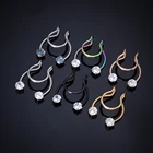 Кольца-Клипсы из хирургической стали для имитации пирсинга носа, имитация пирсинга носа, 18 г, женские и мужские кубические циркониевые, подарочные украшения, 1-6 шт.