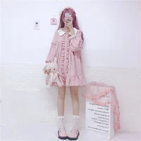 lace embroidery doll ruffles lolita dress women vintage pink dress japanese harajuku ulzzang female korean kawaii cute clothing