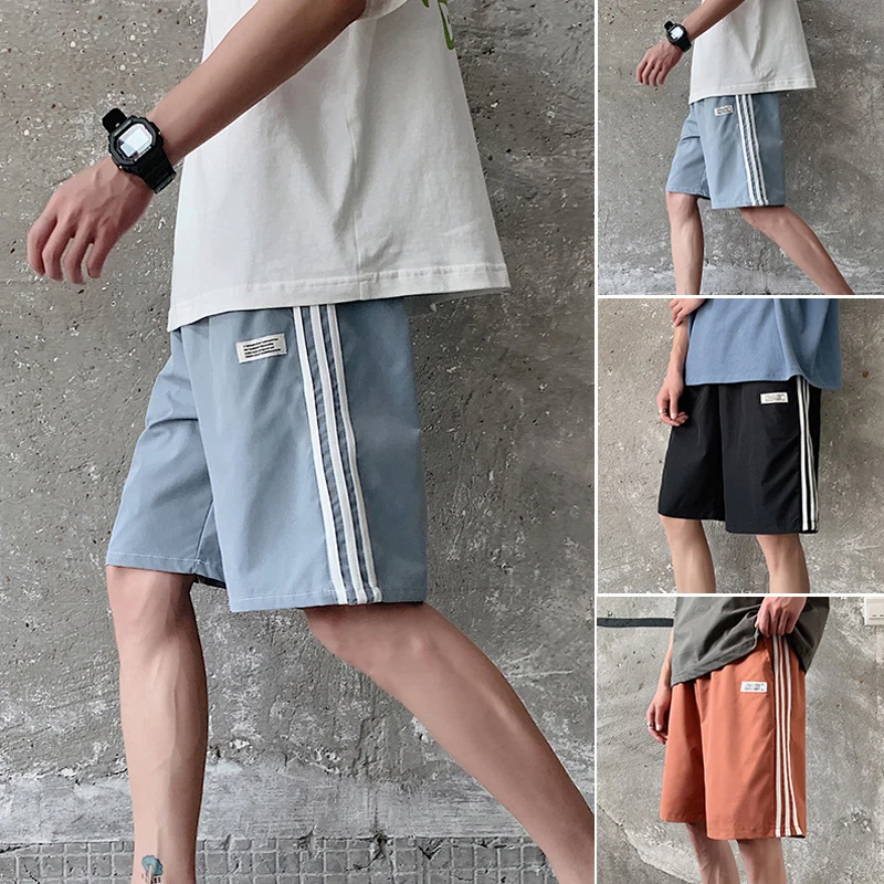 

Summer Men's Casual All-match Style Striped Sports Shorts 2021 New Fashion Loose Straight Slim Street Unisex Five-point Pants