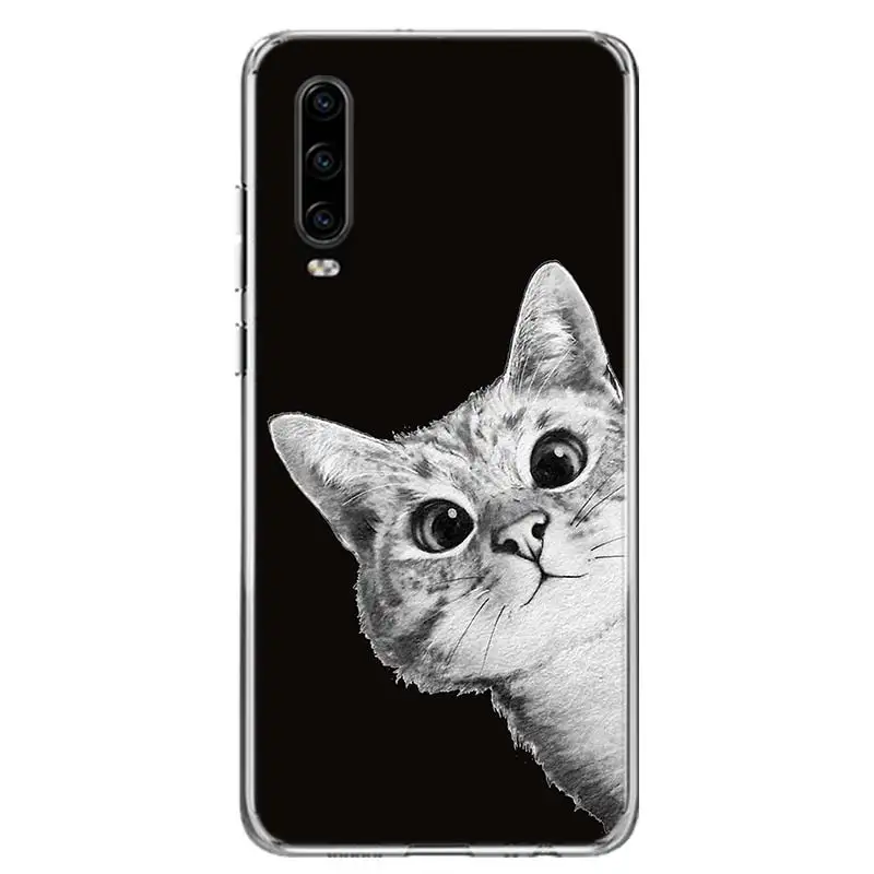 space moon cute cats phone case for huawei p30 p20 p40 p50 mate 40 30 20 10 pro p10 lite customized gift coque cover capa free global shipping