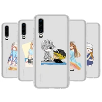 japanese anime david production anime transparent phone case for huawei p40 p30 p20 p10 p9 p8 lite e pro plus etui coque painti