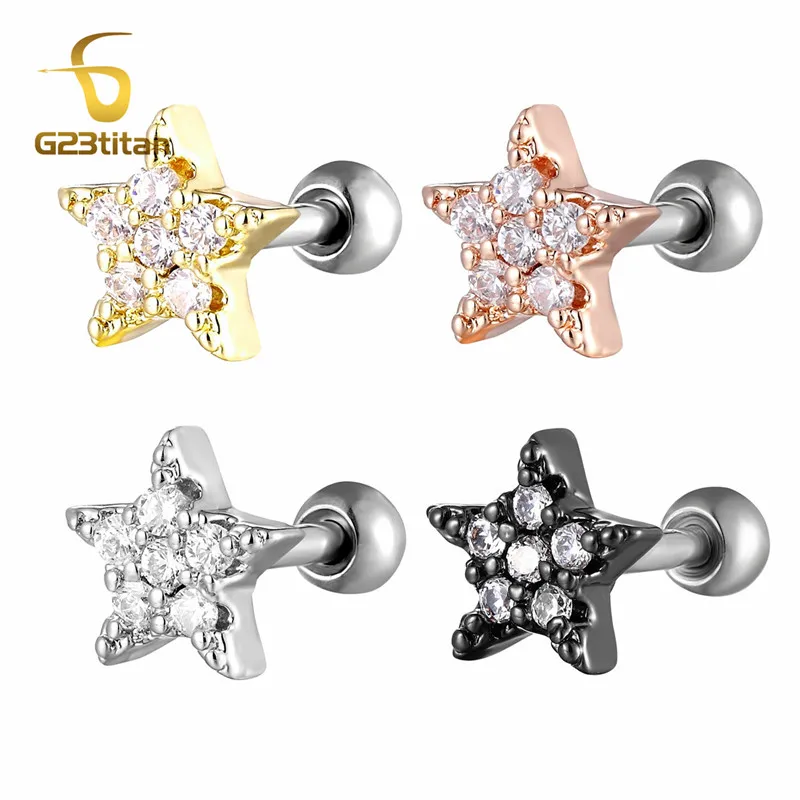 

Fashion Ear Tragus Helix Cartilage Piercing Earring Crystal Star Stud 16G Piercings Ring Women Girls Teens Body Jewelry