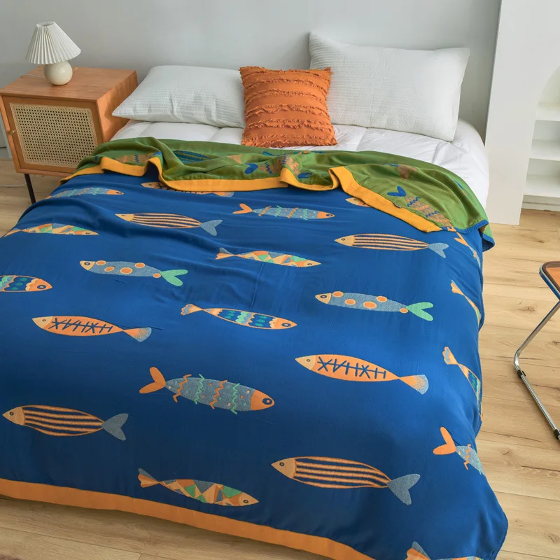 Весенне летнее хлопковое газовое муслиновое одеяло покрывало для постельных